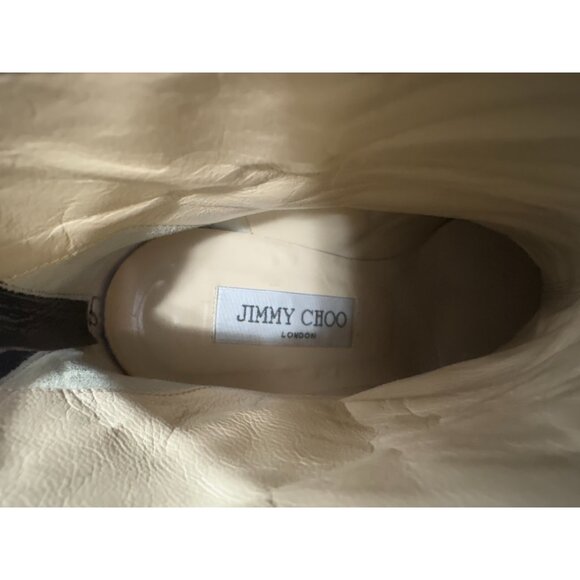 Jimmy Choo Daisy Calf Leather Ankle Boots Heels Sz 37.5 US 7.5 color dark brown - Picture 7 of 10